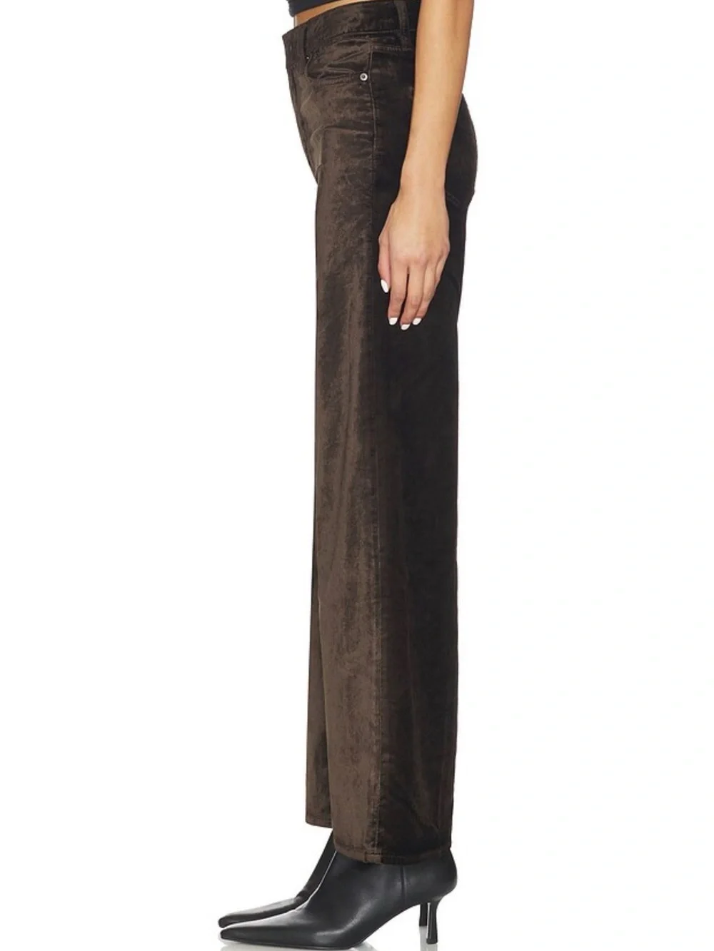 Frame Le Slim Palazzo Pant in Dark Clove Velvet Size 28 - Picture 10 of 14